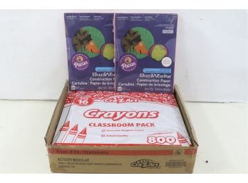 Larose Industries, Crayons, 16 Assorted Colors, 800/pack Includes 2 Packs Of Construction Paper