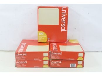 5 Boxes Of Universal File Folders Straight Cut One-Ply Top Tab Letter Manila 100/Box
