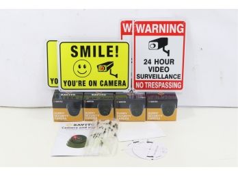 4 Savito  Dummy Fake Surveillance Cameras & 8 Signs