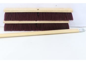 2 Boardwalk Floor Brush Head With Lacquered-Wood Handle With Threaded 3 1/4' Maroon Stiff Polypropylene, 24'