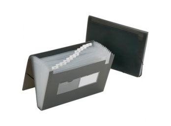 12 Skilcraft Expanding File Folders And Storage Boxes, 1.25 Expansion, 12 Sections,Letter Size,smoke