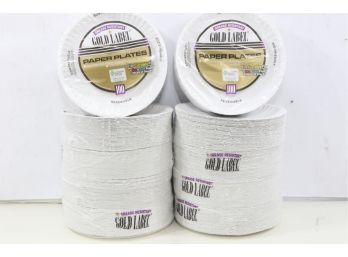 10 Packs Of AJM  9' Dia. Gold Label Coated Paper Plates (1000/CT)