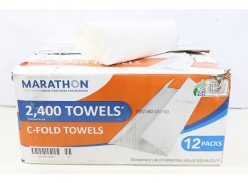12 Packs Of  Marathon C-Fold Paper Towels, 1-Ply, 10 X 13, White 200 Towels Per Pack