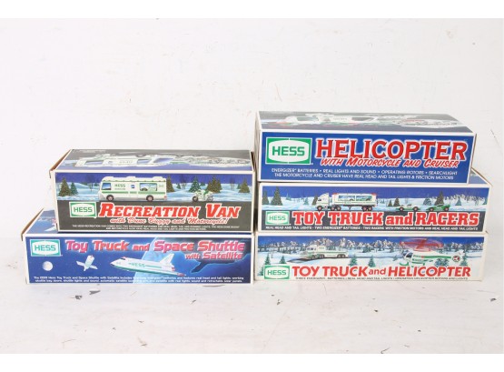 Group Of 5 Vintage HESS Trucks - 2001, 1999, 1998, 1997, 1995 - All New Old Stock