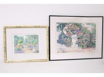 Pair Of Arthur Byrne Lithograph 'summer Garden' And 'ballustrade 1' - Artist Pencil Signed And Numbered