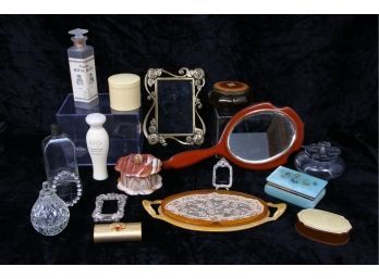 Vintage Group Of Vanity Accessories Include Boxes, Mirror, Decorative Tray, Nina Ricci Lotion & More