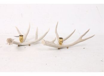 Pair Of Vintage Antlers Candleholders