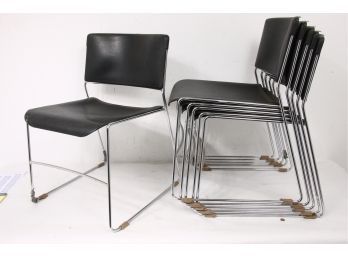 Group Of 6 Stackable Chrome Frame Chairs Made By United Chair Company