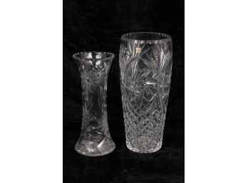 Pair Of Large Crystal Cut Vases