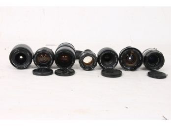 Group Of Vintage Photo Camera Lens From Canon, Nikon, Minolta & More