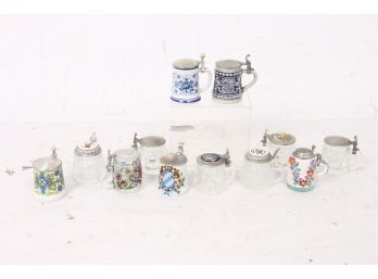 Group Of Vintage German Mini Mugs With Lids