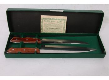Pair Of MAXAM Steel Chef & Carving Knives In Original Box - NEW