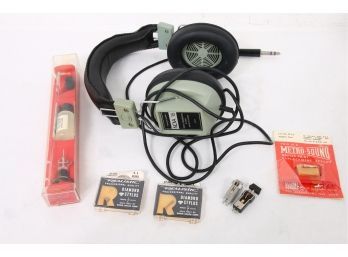 Group Of Vtg Electronics Including NOVA 16 Headphones, Pair Of VARCO Turntable Cartridges, Dust Bug