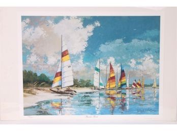 Jules E Sheffer Lithograph Titled 'Dunedin Beach' - Artist Pencil Signed And Numbered