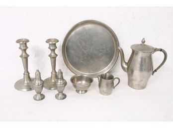 Group Of Pewter Decorative Accessories