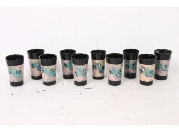Group Of Picasso Design Style Ceramic Hand Painted Glasses - Signed On The Bottom