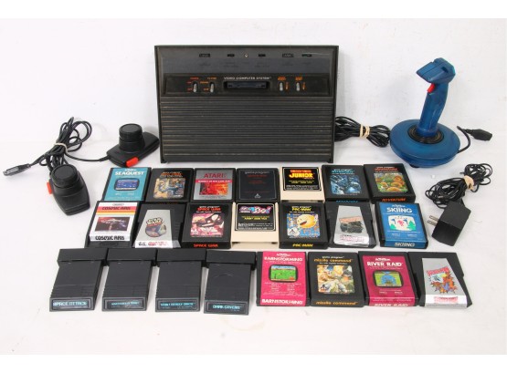 Vintage ATARI 2600 Video Game System With Many Video Games Incl Spiderman, Packman & More