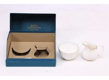 Royal Worcester Bone China Coffee Creamer And Sugar Bowl Set In Original Box - New Old Stock