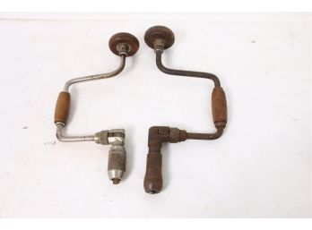 Pair Of Vintage Hand Cranked Drills - One From Stanley