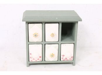 Wooden Cabinet With Ceramic Drawers Candles