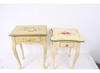 Pair Of Hand Painted Wooden Accent Tables