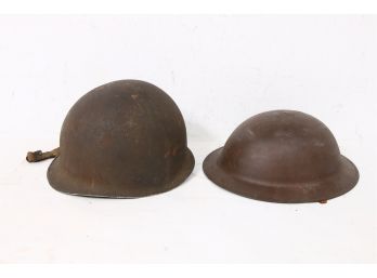 Antique WWI And WWII Soldier Helmets