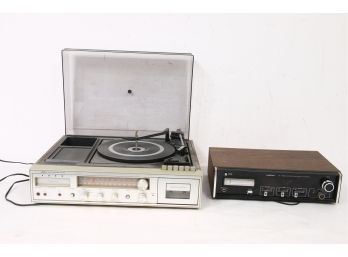 Pair Of Vintage Electronics - Sears & CUSTOM 8-track Players With BSR Turntable