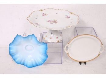Vintage Decorative Glass Cake Stand And Trays