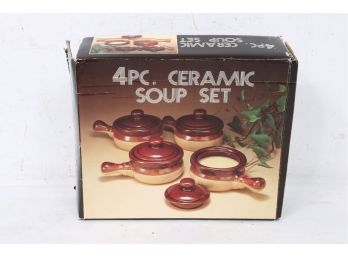 4-pc Ceramic Soup Set - NEW But No Lids