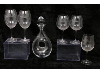Group Of Indianapolis 500 Commemorative Wine Glasses & Decanter Set Made By Waterford, Tiffany And Lenox