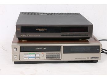 Pair Of VHS Players - Panasonic PV-1331R  And Hitachi VT-M250A