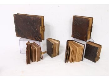 Group Of 5 Antique Photo Albums - 2 Small Ones With Pictures & Tintypes
