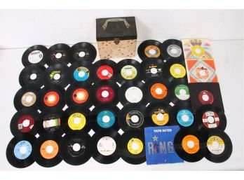 Group Of Vintage Vinyl 45's Records - See Artist & Titles In Close-up Images