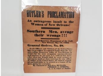 Butlers Proclamation Ephemeral Paper