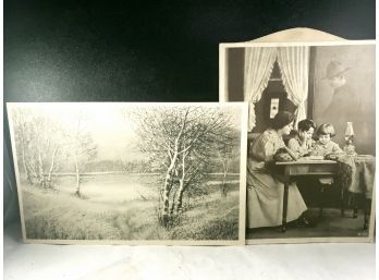 2 Antique Picture Prints, 1 Marked 1918 MANZ