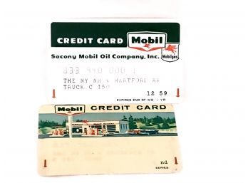 Pair Of Mobil Gas Railroad Credit Cards