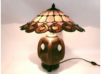 Modern Ceramic Lamp With Tiffany Style Shade