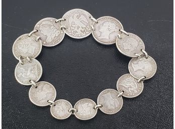Antique Coin Bracelet US And Foreign Currency  Early 1800s
