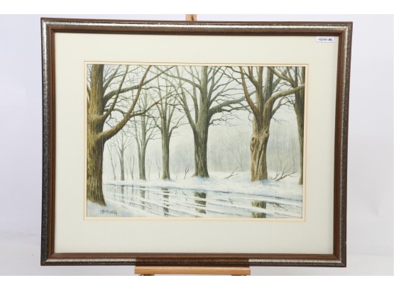 Bill Ely Watercolor Winter Rain #7481 Milford, CT Artist