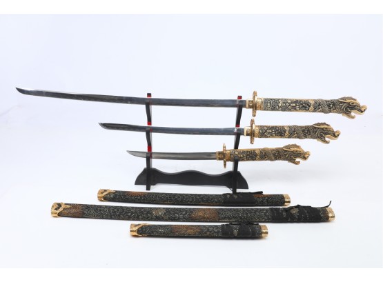3pc Oriental Sword Katana Lot