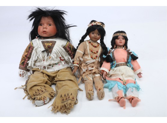 Lot Of 3 Indigenous Collectible Dolls