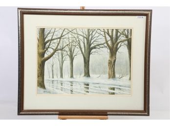 Bill Ely Watercolor Winter Rain #7481 Milford, CT Artist