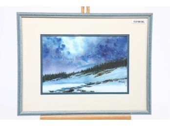 Bill Ely Milford CT Artist, Watercolor, Winter Sky, 1991
