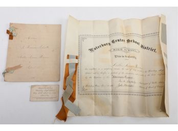 1888 Waterbury High School Diploma Wolcott Essay A Bronson Alcott Ticket 1887 Graduation Exercises