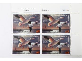 2003 Federal Duck Stamp $15 Block Snow Goose