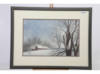 Bill Ely Milford, CT Artist Watercolor And Gouache, Driving Snowstorm,1990 #9144
