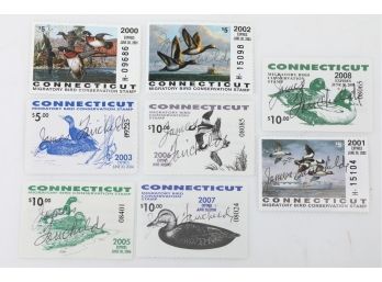 8 Different Connecticut Migratory Bird Conservation Stamps