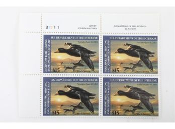 2002 Federal Duck Stamp $15 Block Black Scoter