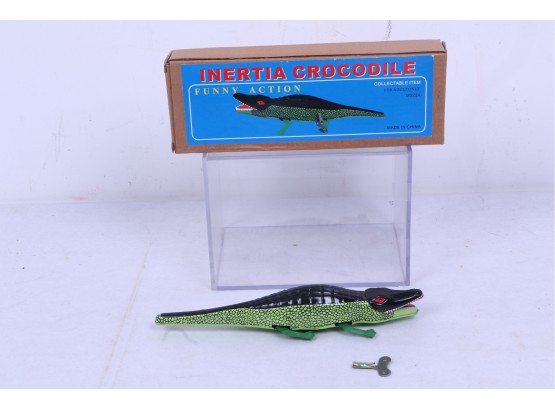 Vintage Wind Up Tin Alligator Toy New In Box