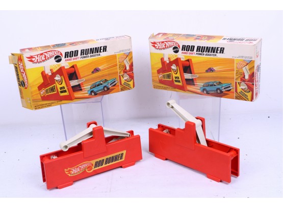 2 Vintage Hot Wheels Rod Runner Hand Shift Power Booster With Boxes
